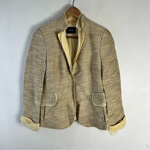 Akris Tweed Pattern Evening Jacket Size: M | US8, FR40 Gold Cotton Silk Blend